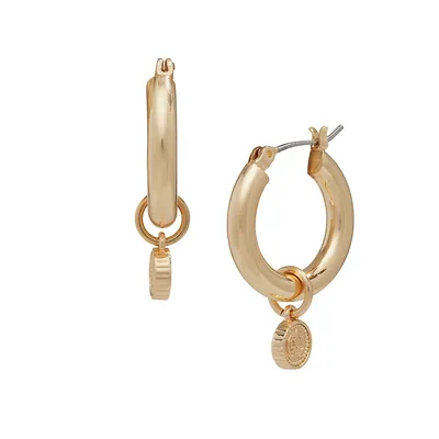 Goldtone Coin Hoop Earrings