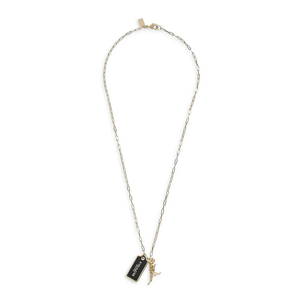 Goldtone Signature Tag Pendant Necklace