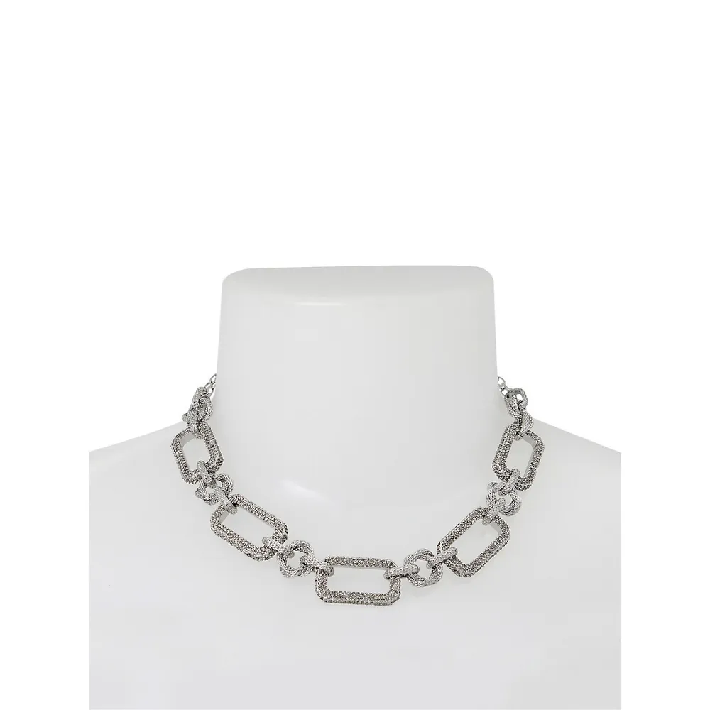 Rhodium-Plated & Crystal Link Statement Necklace