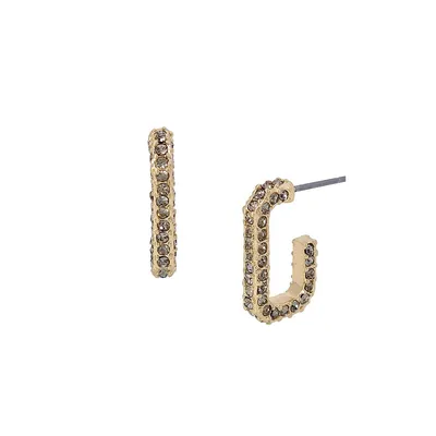 Goldtone & Crystal Link Huggie Earrings