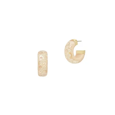 Goldtone & Crystal Signature Hoop Earrings