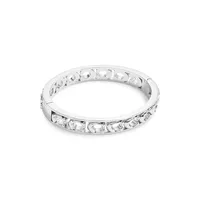 Rhodium-Plated Signature Openwork Hinged Bangle