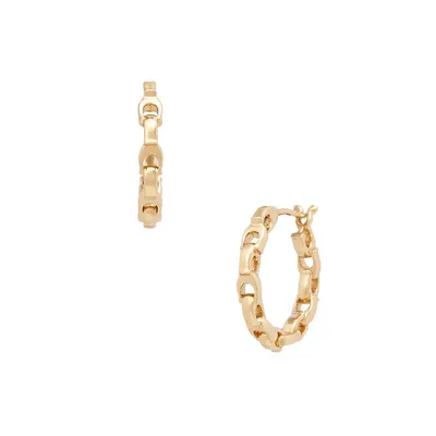 Goldtone Signature Chain Hoop Earrings