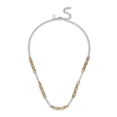 Two-Tone Signature Mixed Chain Necklace