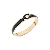 Signature Tabby Goldtone & Enamel Buckle Bangle Bracelet