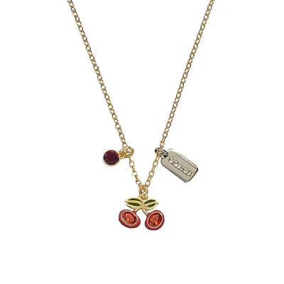 Goldtone Crystal Cherry Pendant Necklace