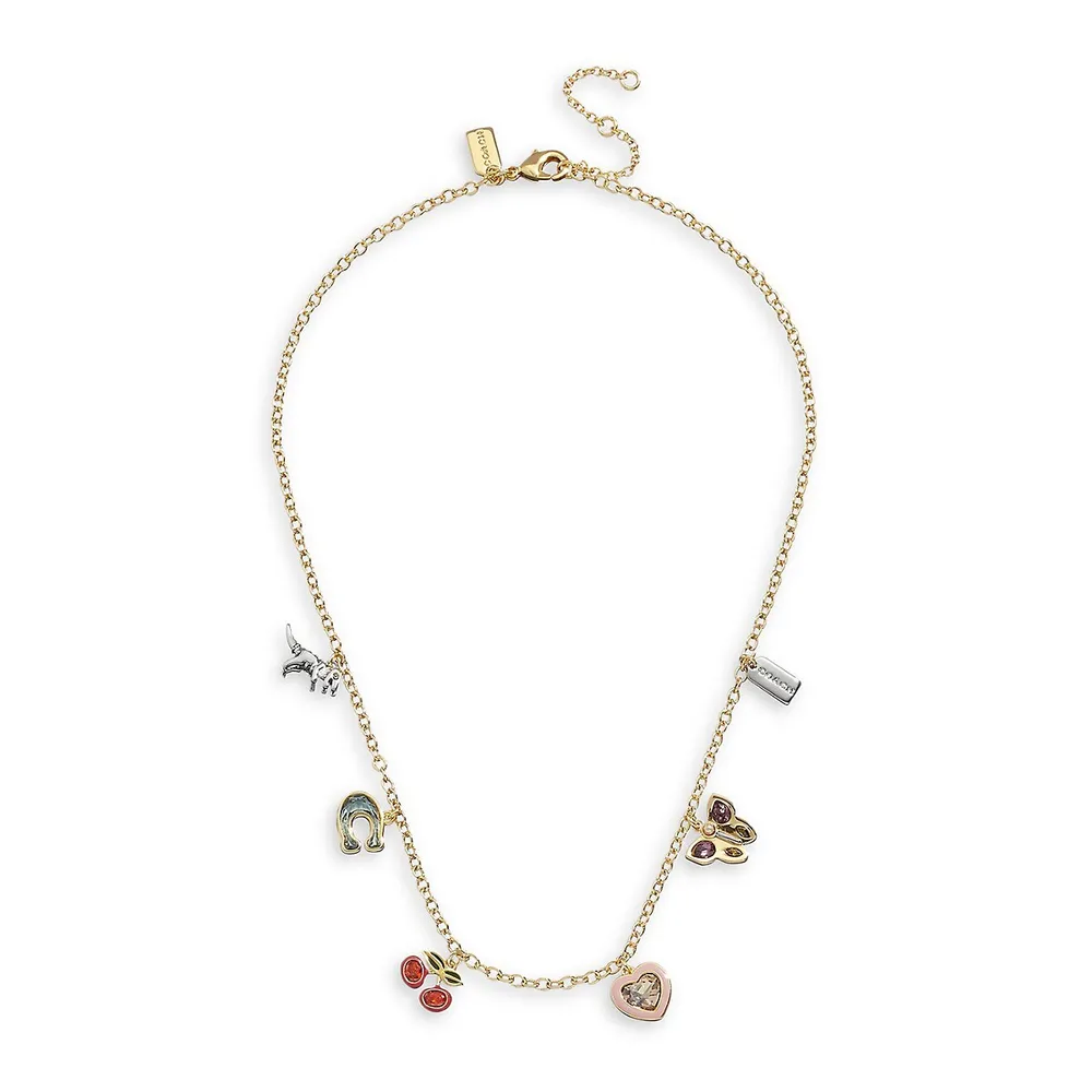 Signature Goldtone, Glass Crystal, Enamel, Resin & Faux Pearl Charm Necklace