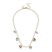 Signature Goldtone, Glass Crystal, Enamel, Resin & Faux Pearl Charm Necklace
