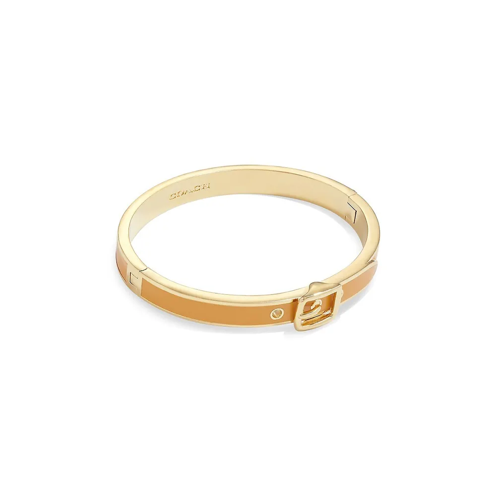 Goldtone & Enamel Buckle Bangle Bracelet