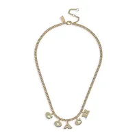Goldtone & Faux Pearl Signature Charm Necklace