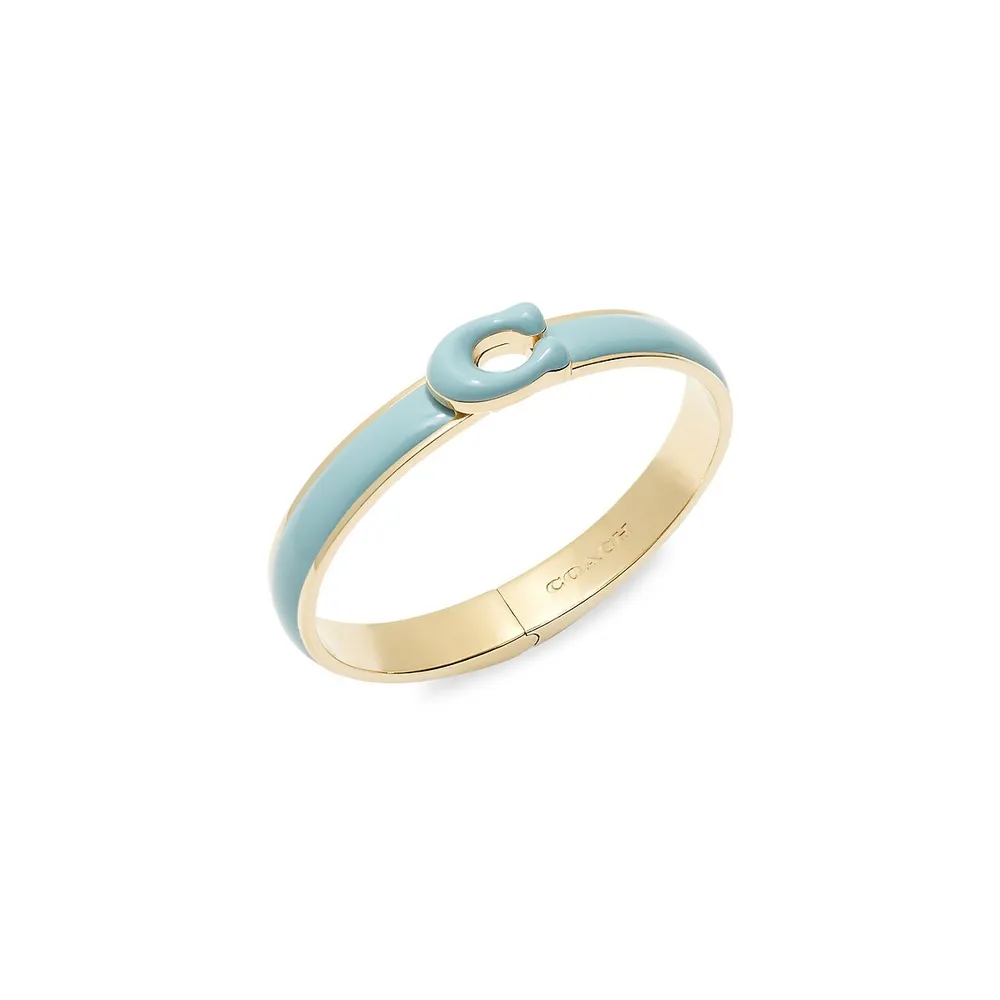 Goldtone & Enamel Signature Tabby Bangle Bracelet