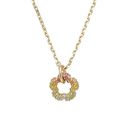 Goldtone & Crystal Signature Tea Rose Pendant Necklace