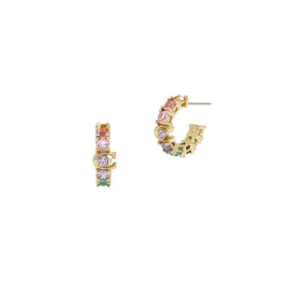 Goldtone & Crystal Signature Tennis Huggie Earrings