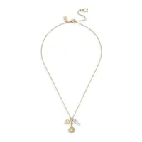 Two-Tone and Crystal Signature 3-Charm Pendant Necklace