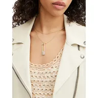 Two-Tone & Crystal Signature Pin Pendant Necklace