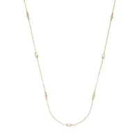 Goldtone, Faux Pearl & Cubic Zirconia Station Necklace