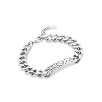 Rhodium-Plated Quilted Signature Link Bracelet