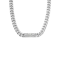 Rhodium-Plated Quilted Signature Link Necklace