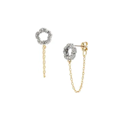 Goldtone and Glass Crystal Signature Pavé Tea Rose Swag Earrings