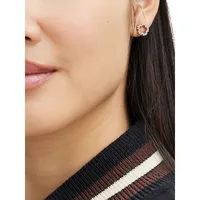 Goldtone and Glass Crystal Signature Pavé Tea Rose Stud Earrings