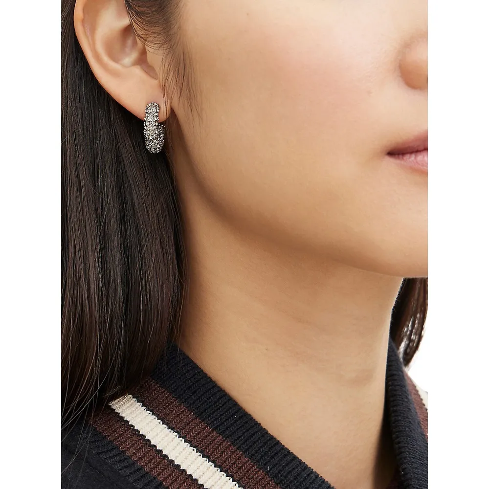 Goldtone & Glass Crystal Signature Pavé Tea Rose Hoop Earrings