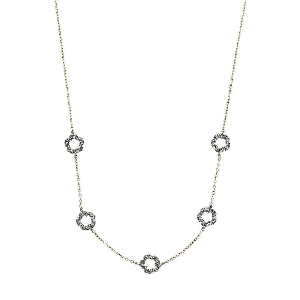 Goldtone & Glass Crystal Signature Pavé Tea Rose Station Necklace