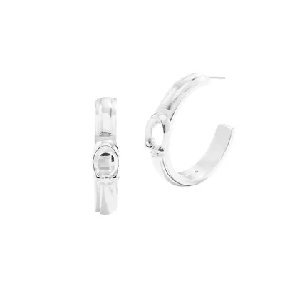 Rhodium-Plated Signature Tabby Hoop Earrings