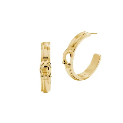 Goldtone Signature Tabby Hoop Earrings