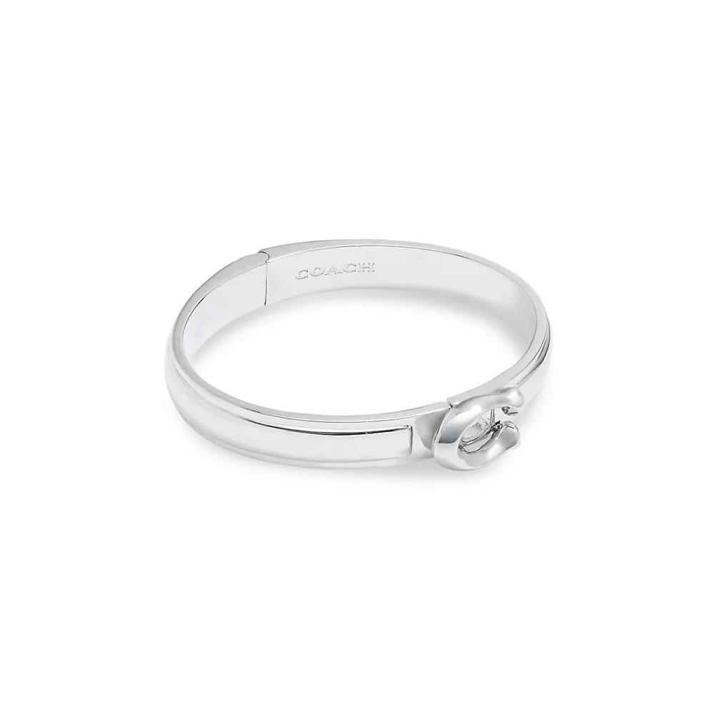 Rhodium-Finish Signature Tabby Hinged Bangle Bracelet