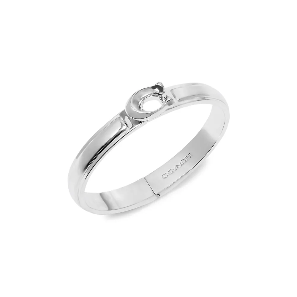 Rhodium-Finish Signature Tabby Hinged Bangle Bracelet