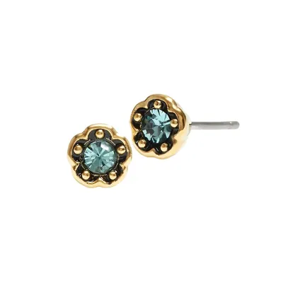 Signature Gem Goldtone & Glass Crystal Tea Rose Stud Earrings