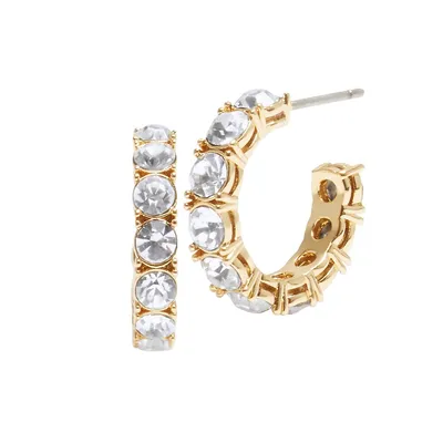 Goldtone & Glass Crystal Tennis Huggie Earrings