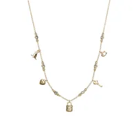 Goldtone & Cubic Zirconia Iconic Mini-Charm Necklace