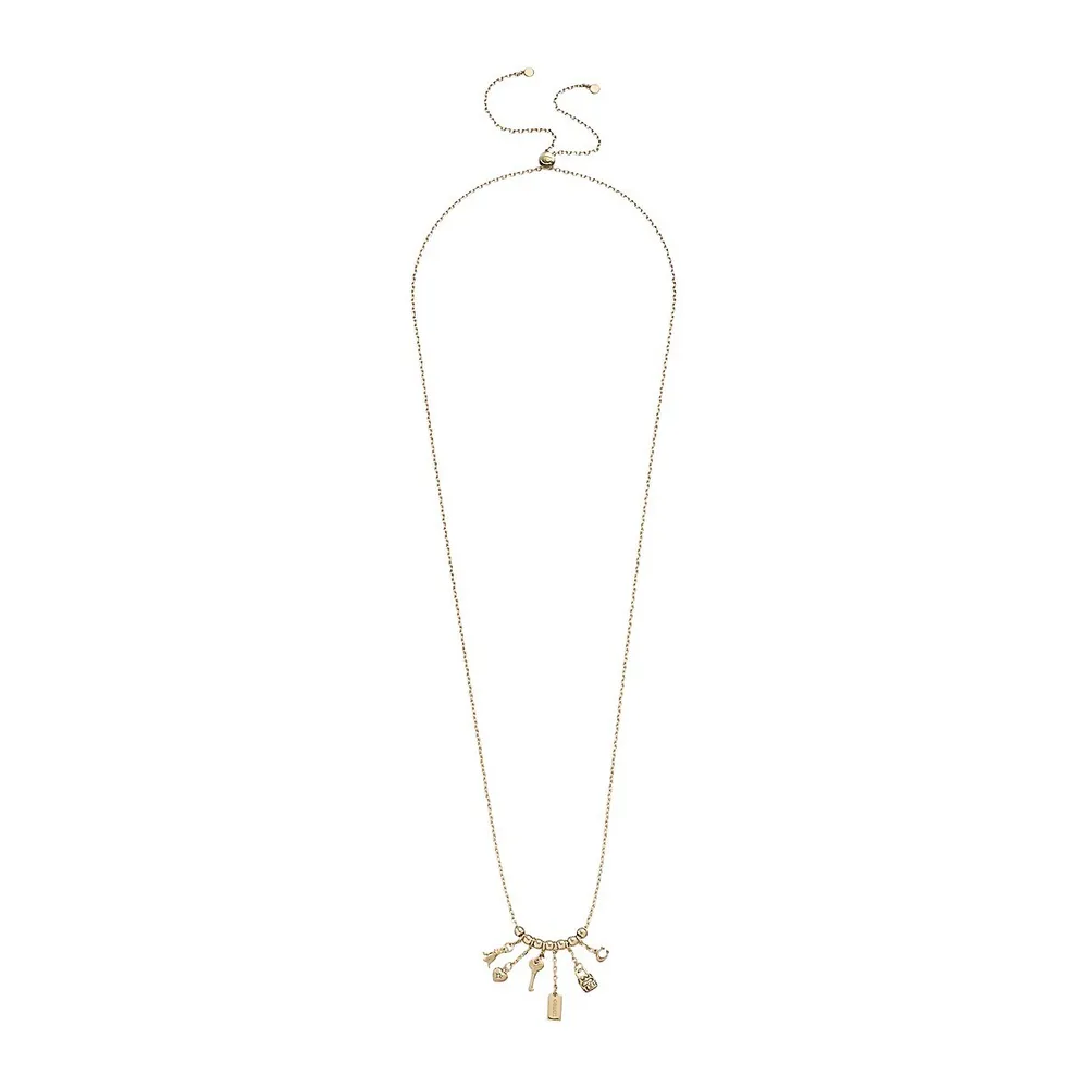Goldtone & Glass Crystal Iconic Charm Slider Necklace