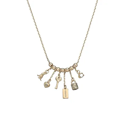 Goldtone & Glass Crystal Iconic Charm Slider Necklace