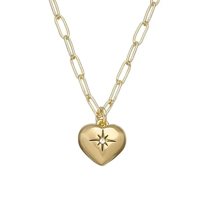 Goldtone & Glass Crystal Iconic Heart Pendant Necklace