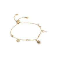 Goldtone & Cubic Zirconia Iconic Mini-Charm Slider Bracelet