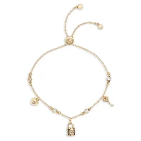 Goldtone & Cubic Zirconia Iconic Mini-Charm Slider Bracelet