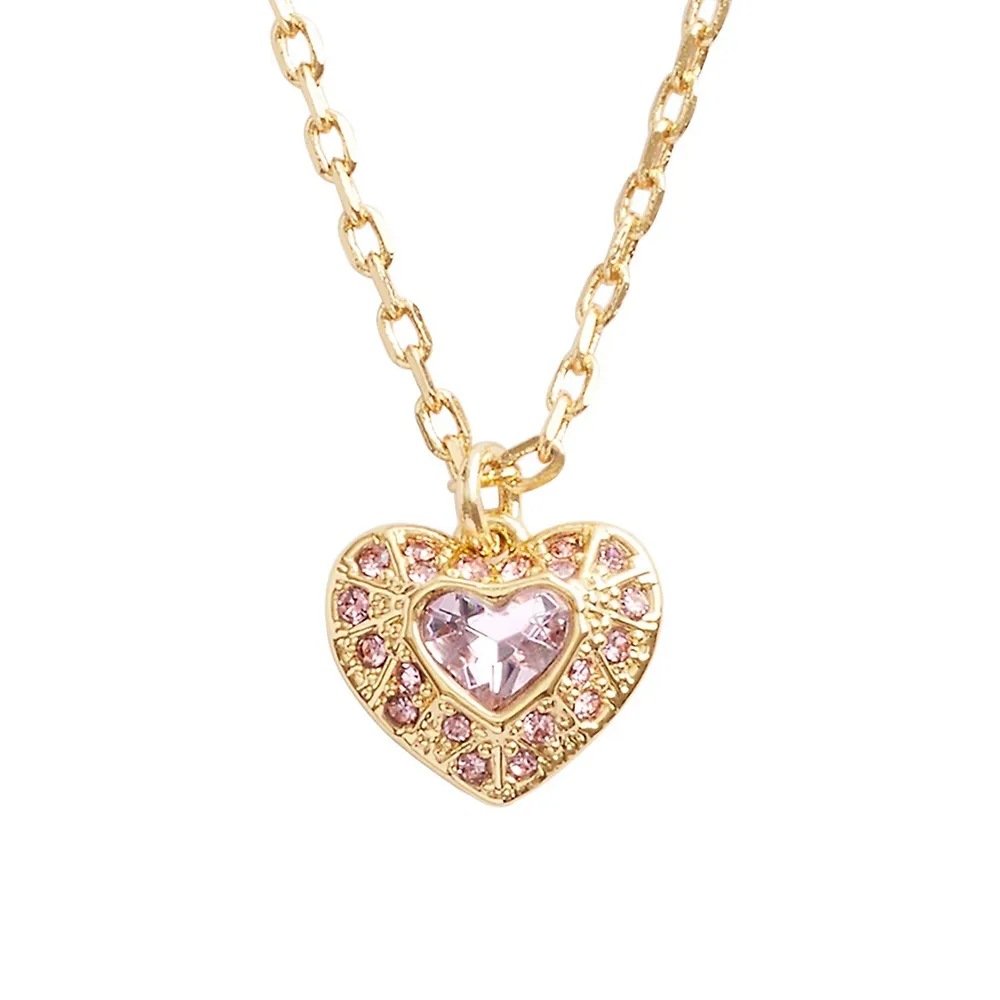 Goldtone & Glass Crystal Heart Pendant Necklace