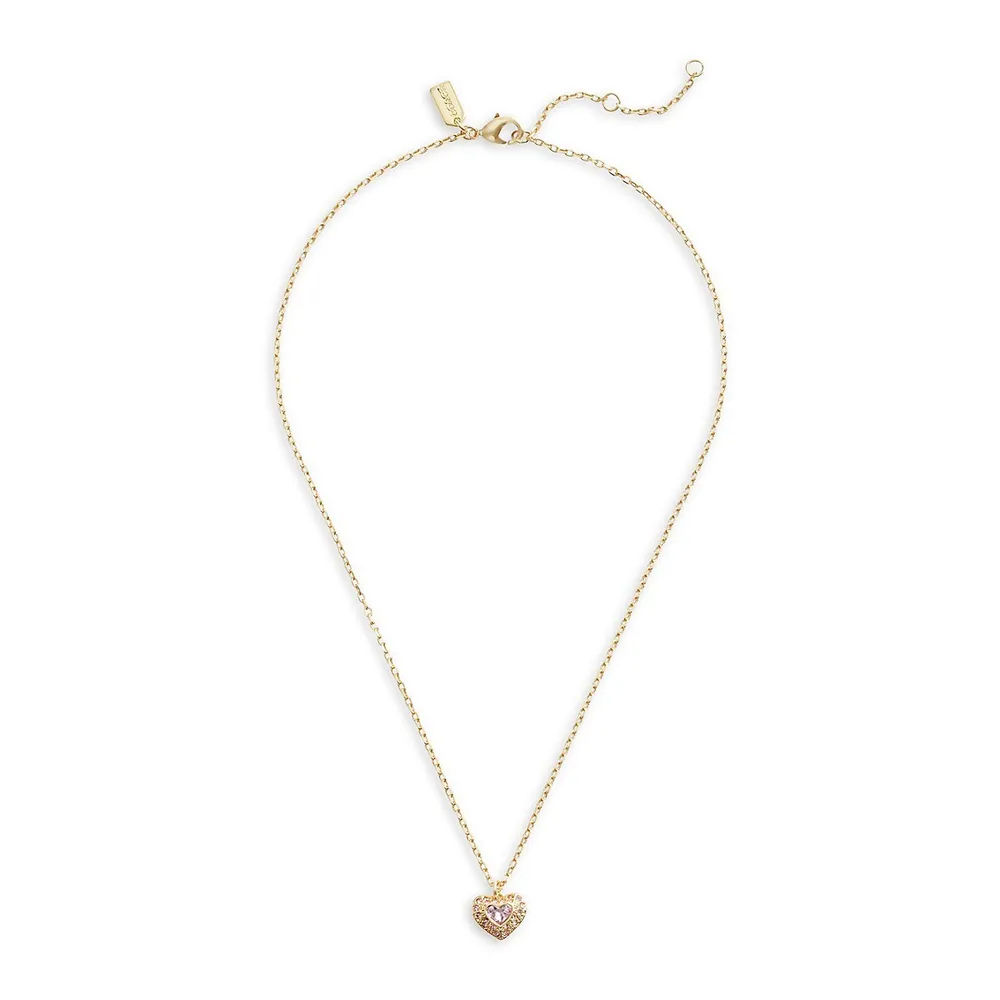 Goldtone & Glass Crystal Heart Pendant Necklace