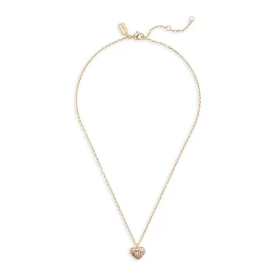 Goldtone & Glass Crystal Heart Pendant Necklace