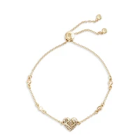 Goldtone & Cubic Zirconia Signature Quilted Heart Slider Bracelet