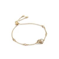 Goldtone & Cubic Zirconia Signature Quilted Heart Slider Bracelet