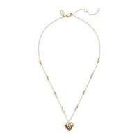 Goldtone & Cubic Zirconia Signature Quilted Heart Pendant Necklace