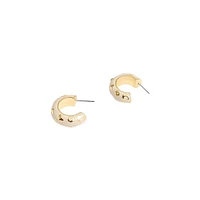 Signature Daisy Goldtone, Enamel & Glass Crystal Huggie Hoop Earrings