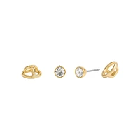 Goldtone & Glass Crystal Halo Stone Convertible Stud Earrings