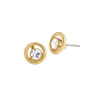 Goldtone & Glass Crystal Halo Stone Convertible Stud Earrings