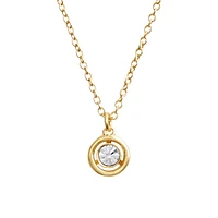 Goldtone & Glass Crystal Halo Stone Pendant Necklace