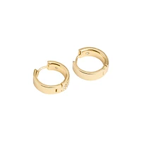 Goldtone & Glass Crystal Pavé Huggie Hoop Earrings