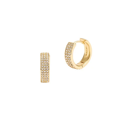 Goldtone & Glass Crystal Pavé Huggie Hoop Earrings